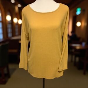 TOM TAILOR DENIM MUSTARD YELLOW LONG SLEEVE TOP WITH TIE-UP BOW/ Size M